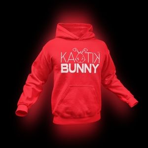 Unisex, Medium-Heavy, Loose, Kaotik Bunny Logo  Printed Hoodie